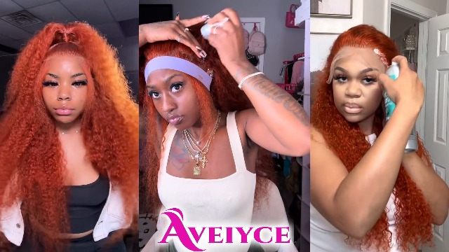 Amazon.com : Aveiyce Ginger Orange Deep Wave Lace Front Wigs Human